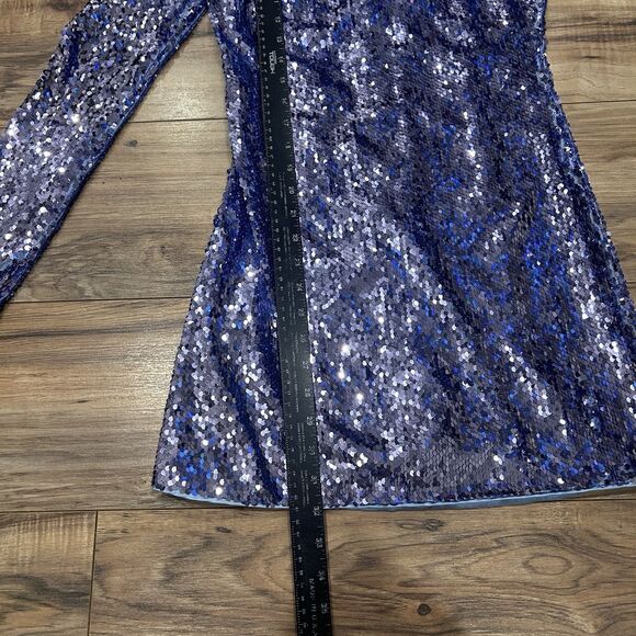 Bardot Purple Blue-Purple Sequin One Shoulder Mini Cocktail Dress XS 2 Sparkly - Picture 3 of 10